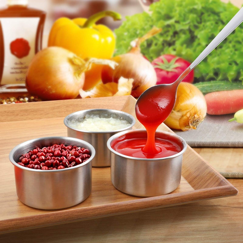 SUKKI Stainless Steel Condiment Containers - 4 PCS Salad Dressing Containers with Food Grade and Leakproof Silicone Lids - 2x3.4oz +2x1.8oz for Snacks  Desserts  Souffle  Baby Food - Image 4